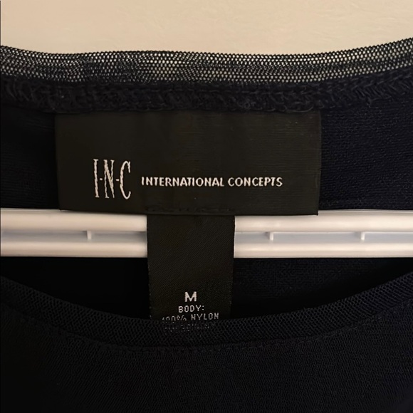 INC International Concepts Navy & Silver Lined Top, size M - Picture 2 of 6